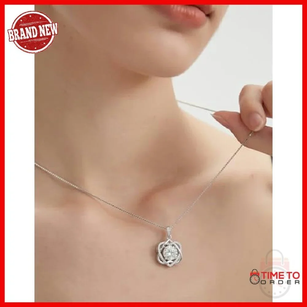 5 Carat Moissanite Heart Pendant Necklace, 925 Sterling Silver